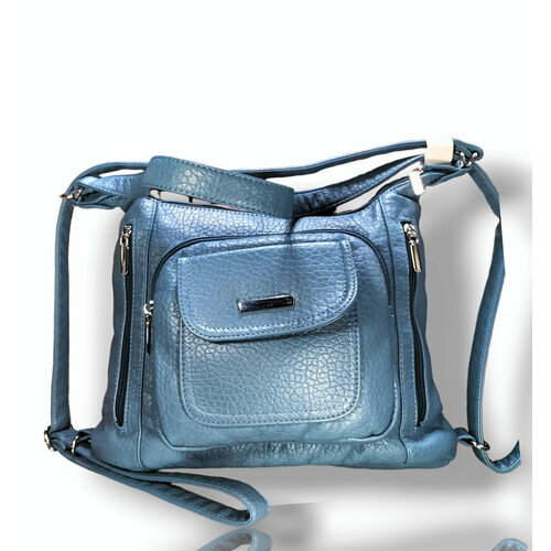 фото Сумка женская трансформер сумка-рюкзак, фактура гладкая, голубой нет