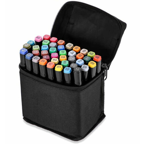 Набор двухсторонних маркеров для скетчинга и рисования в чехле для хранения (36шт)