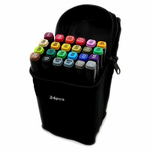 Набор двухсторонних маркеров для скетчинга и рисования в чехле для хранения 24шт 499₽