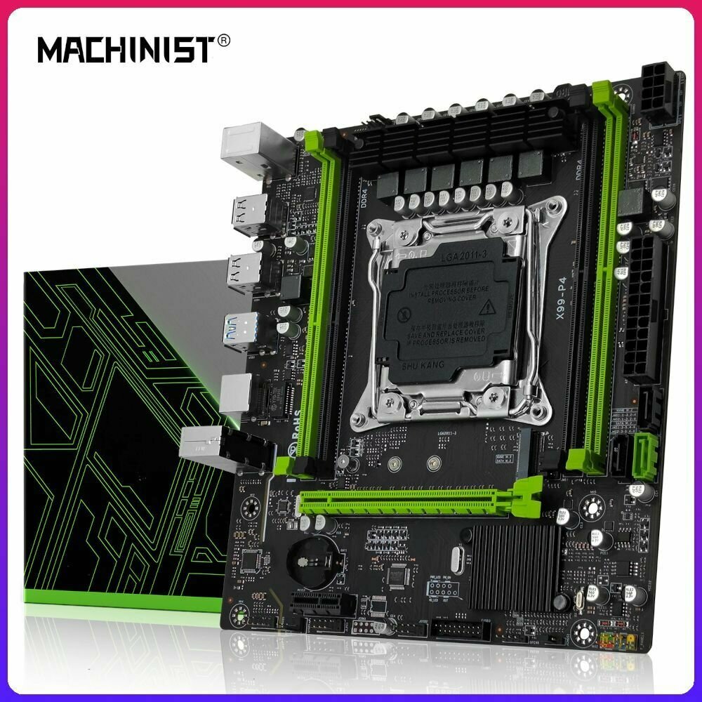 Материнская плата 2011-3 Machinist X99-P4 (X99 B85 4DDR4 2CH PCI-Ex16 PCI-Ex1 M2 NVME SATA USB 3.0 GBLAN mATX)