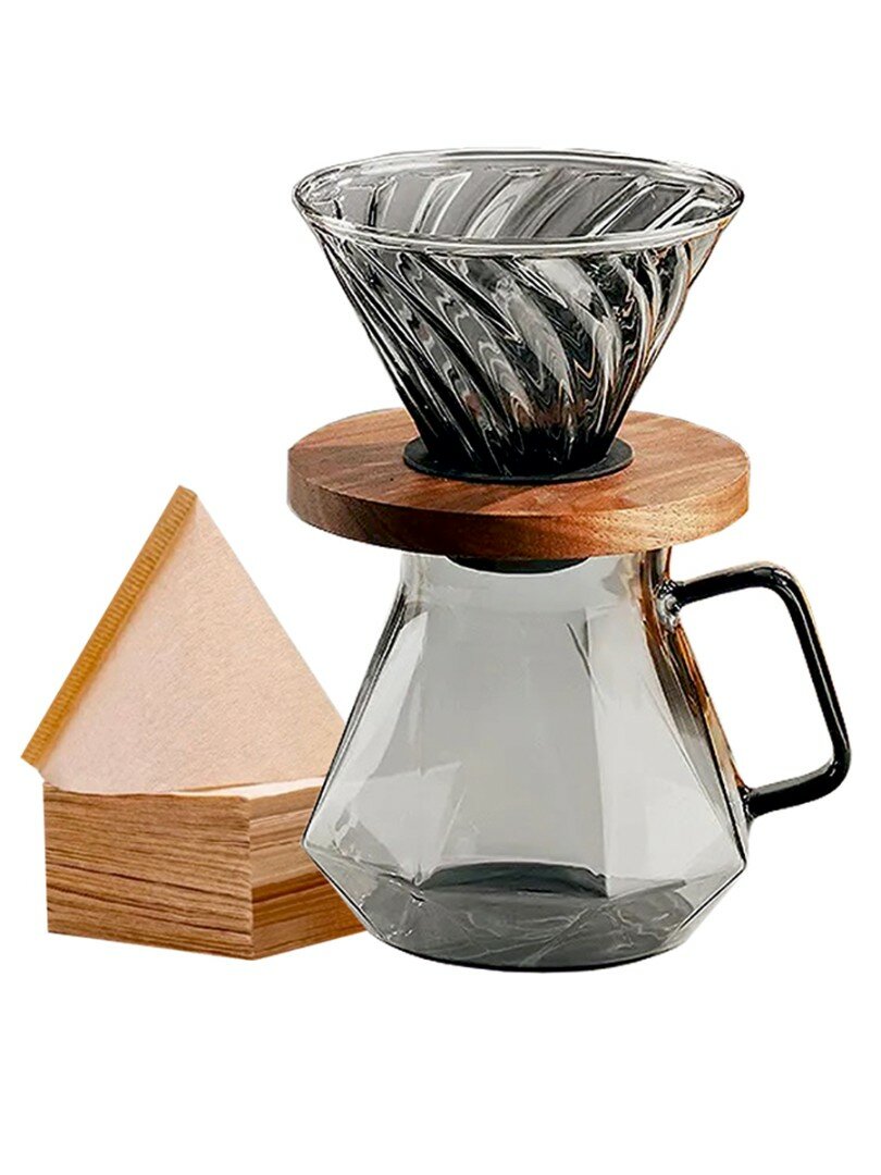 Набор для приготовления кофе - Пуровер, Грани Вкуса, стекло, дерево.