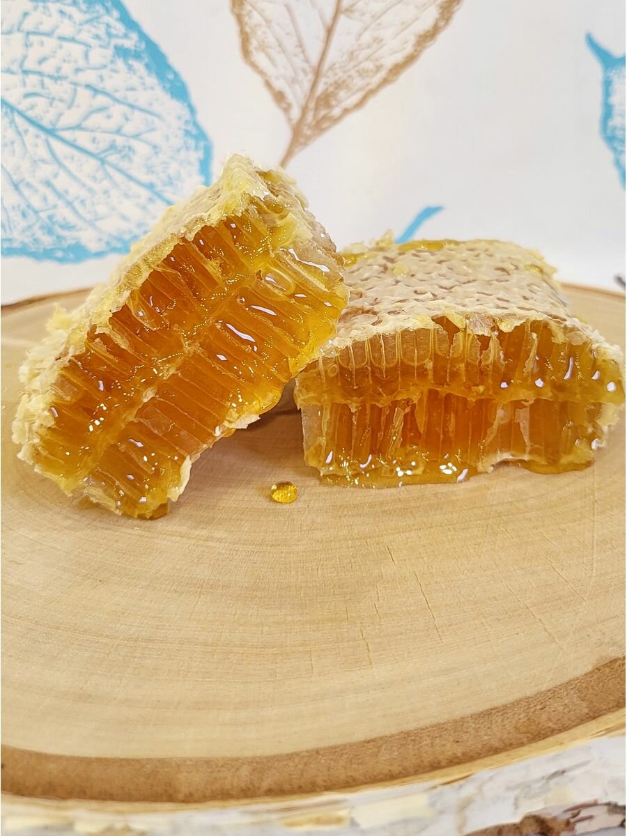 Мёд натуральный васильковый в сотах 300г - фотография № 3