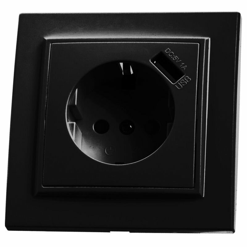 Рамка с защитной шторкой и с USB (черный) Эрна Stekker PST16-9011-03 39480 - фото №3