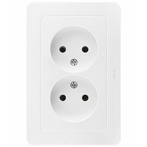 Розетка с рамкой Master РС16-341 двойная скрытая установка белая без заземления