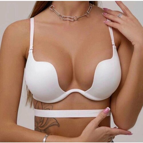 Бюстгальтер корбей корректирующий эффект боковая поддержка чашка с глубоким вырезом бретели съемные регулируемые размер 85D белый 1100₽