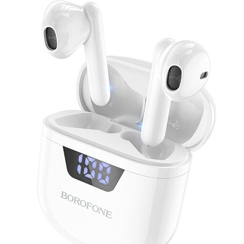 Bluetooth наушники вкладыши с микрофоном Borofone BW05 TWS White, беспроводная гарнтитура, белая