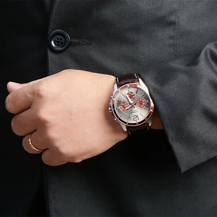 Наручные часы CASIO Collection, коричневый, бордовый, серебряный, золотой — фото 1