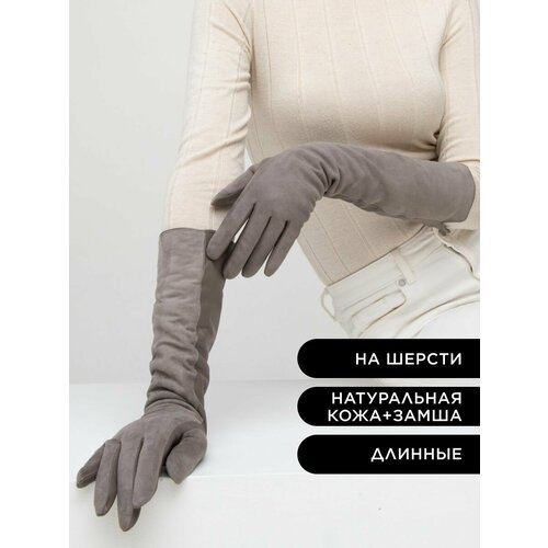 фото Перчатки farella зимние, удлиненные, размер 8, серый