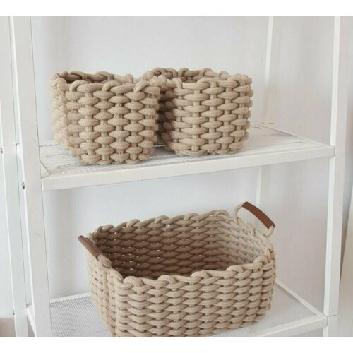 Набор корзин BOTTONCINI вязаные плетеные светло-коричневый 3 шт 3198₽