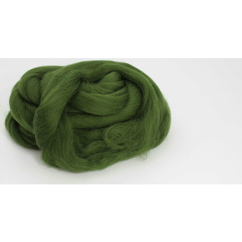 Шерсть для валяния лента гребенная 100% шерсть Троицкая полутонкая морские водоросли (1258), 100г, 1шт