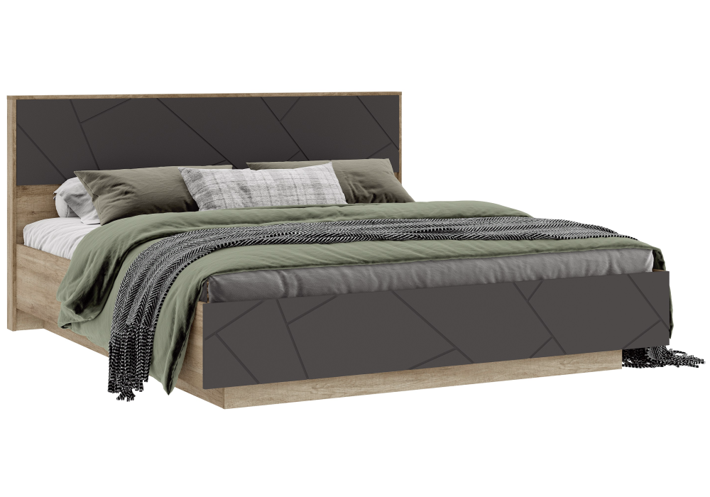 фото Кровать Диамо КР 02 180х200 софт графит / дуб каньон