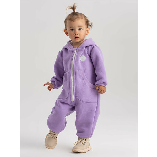 Комбинезон RANT детский, футер, на молнии, капюшон, размер 92, фиолетовый