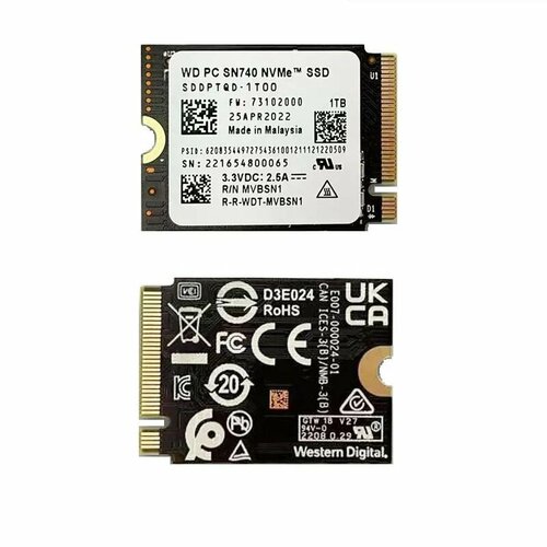 Твердотельный накопитель SSD Western Didgital PC SN740 M2 NVMe 2230 1Tb SDDPTQD-1T00 740000₽
