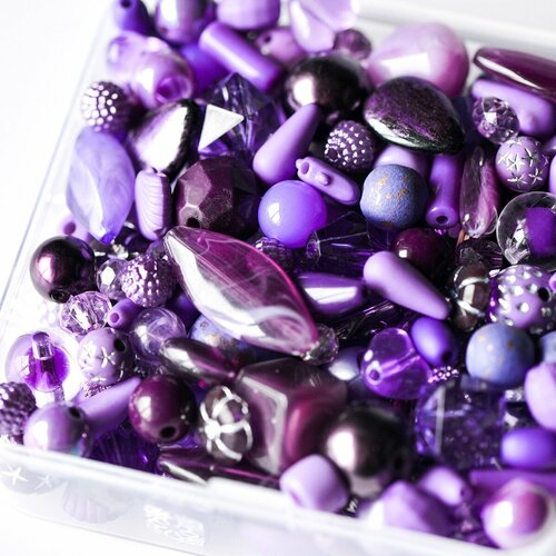 Набор Бусин в органайзере Виолет, цвет фиолетовый, набор 100 г