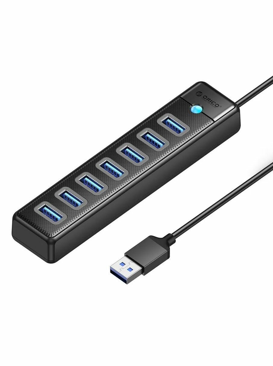 Концентратор ORICO USB-A с 7x USB-A, черный (ORICO-PW7U-U3-05-BK-EP)