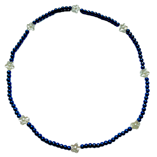 фото Бусы, длина 40 см, синий, белый my lollipop