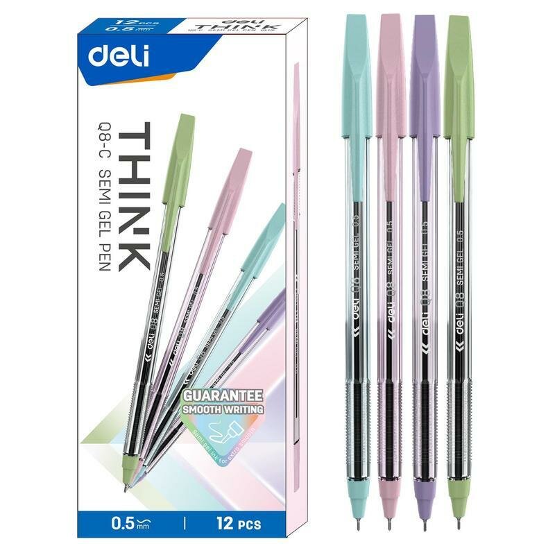 Ручка шариковая Deli Think (0.5мм, синий цвет чернил) 12шт.