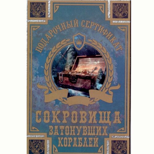 Сувенирный подарочный сертификат "На сокровища затонувших кораблей", 110 х 150 мм