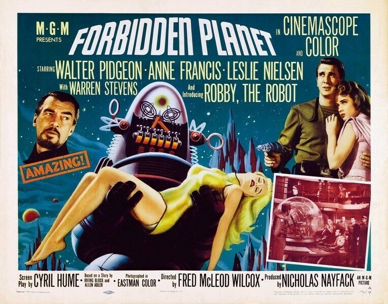 Плакат постер на бумаге Запретная планета (Forbidden Planet) Фред М. Уилкокс. Размер 21 х 30 см