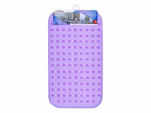 Коврик для ванной, прямоугольный с пузырьками, 66х37 см, фиолетовый, PERFECTO LINEA (22-267375)