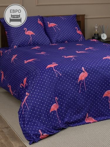 Евро комплект постельного белья AMORE MIO Flamingo DKBL (24647)