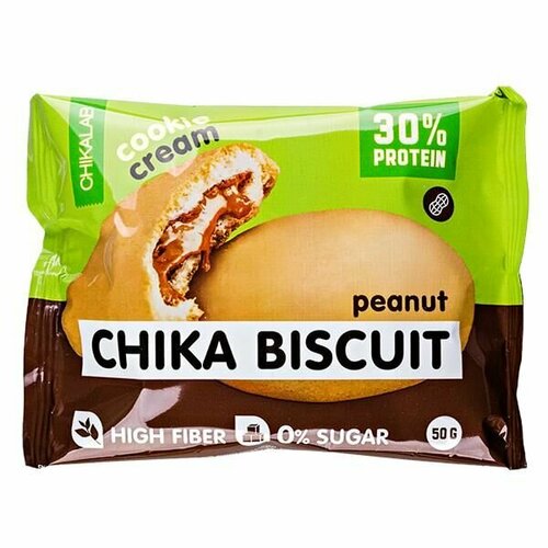 фото Протеиновый батончик chikalab бисквитное печенье chika biscuit 50 г, арахис