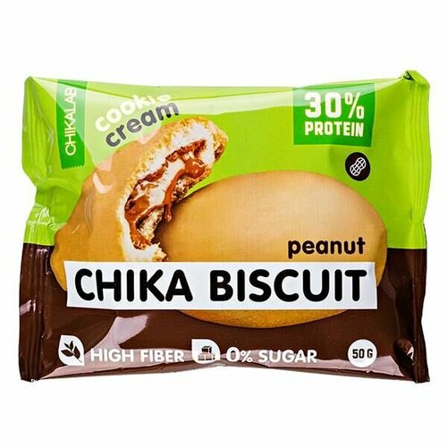 Протеиновый батончик Chikalab Бисквитное печенье Chika Biscuit 50 г, Арахис