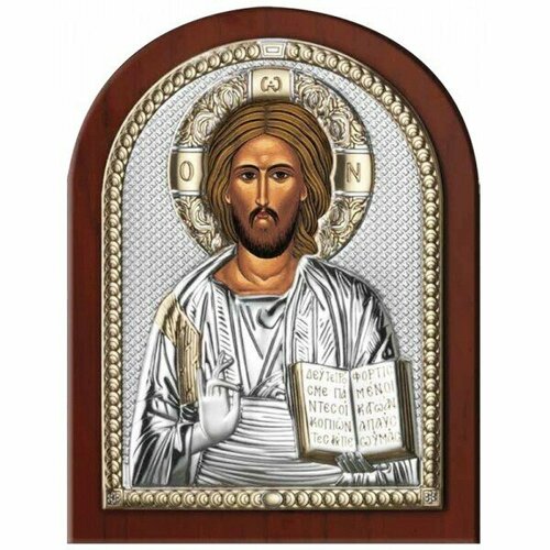 Икона Иисус Христос 84000, 6х9 см, цвет: серебристый