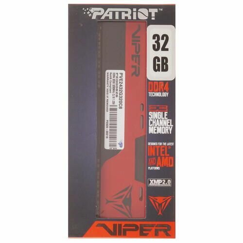 Модуль памяти DDR4 32GB Patriot Viper Elite II PC4-25600 3200MHz CL18 радиатор 1.35V retail - фото №16