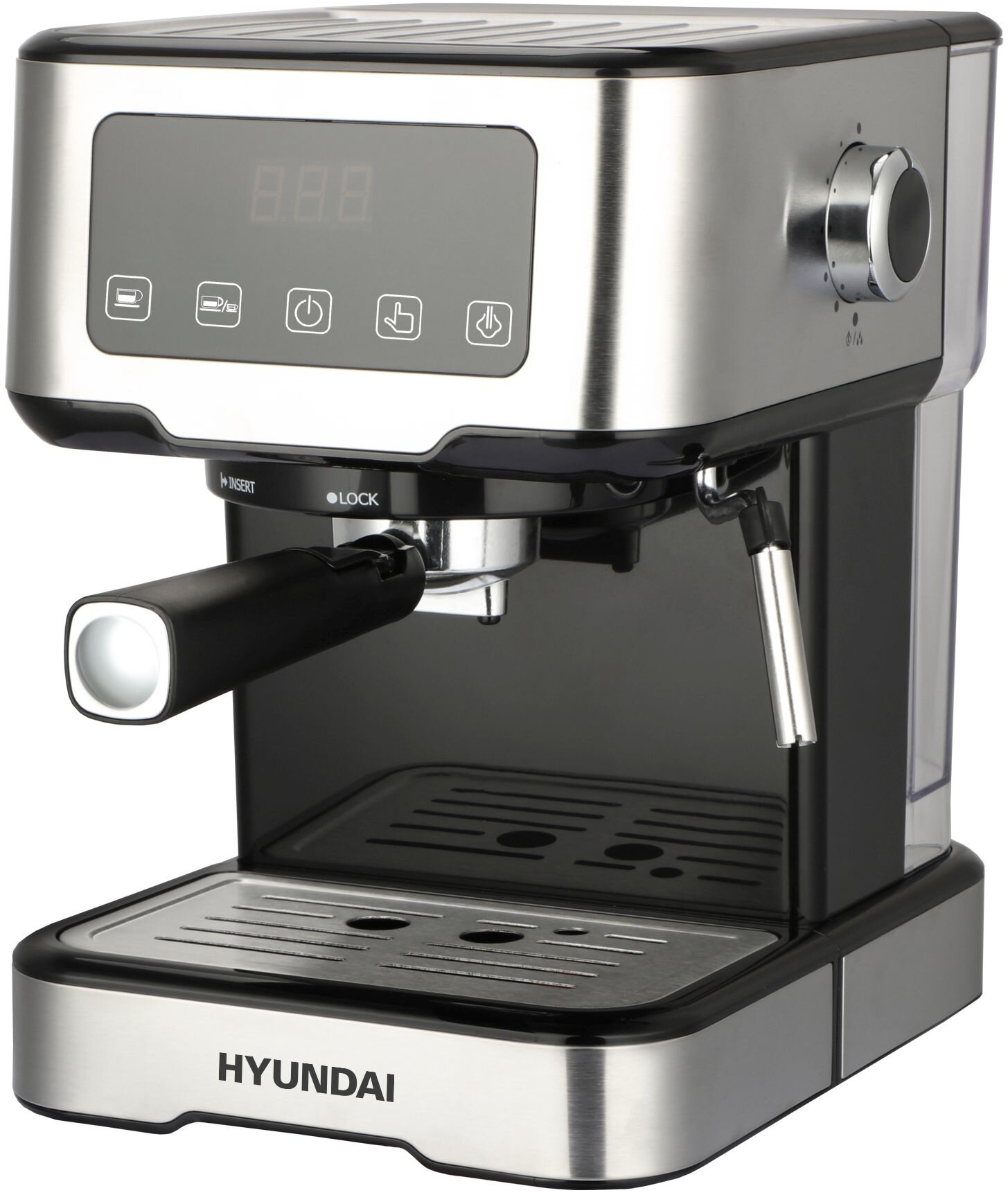 Кофеварка рожковая Hyundai HEM-4313 1100Вт черный/серебристый - фотография № 5