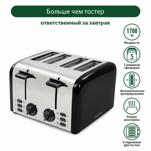 MARTA MT-1723 черный жемчуг тостер тостер marta mt 1718 серый жемчуг