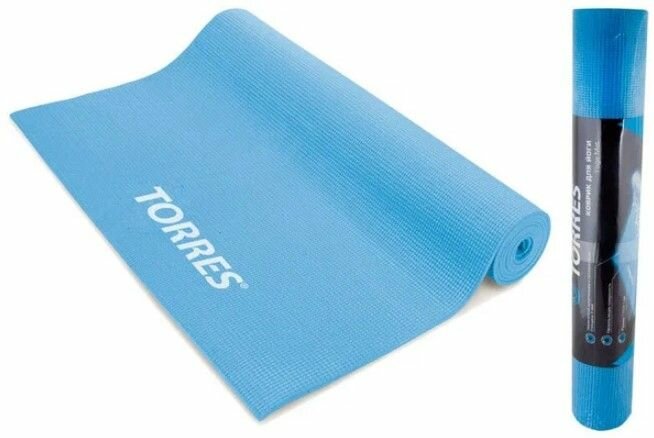 Коврик для йоги TORRES Basis 3, YL10023, 3мм голубой