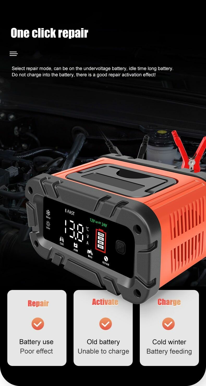 Зарядное устройство для аккумуляторов автомобиля автоматическое 12B-6А TK-700
