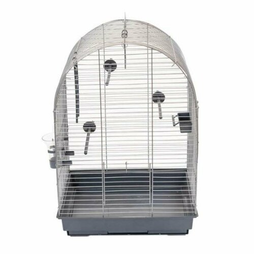Yami-Yami Клетка для птиц 42*30*64см (+поилка, кормушка, жердочки) серая 2.7 кг