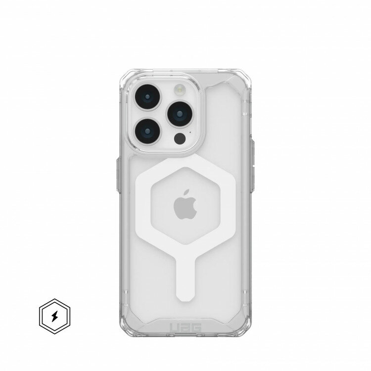 Чехол с поддержкой MAGSAFE Uag Plyo для iPhone 15 Pro MAX 6.7" цвет прозрачный/белый (Ice/White)