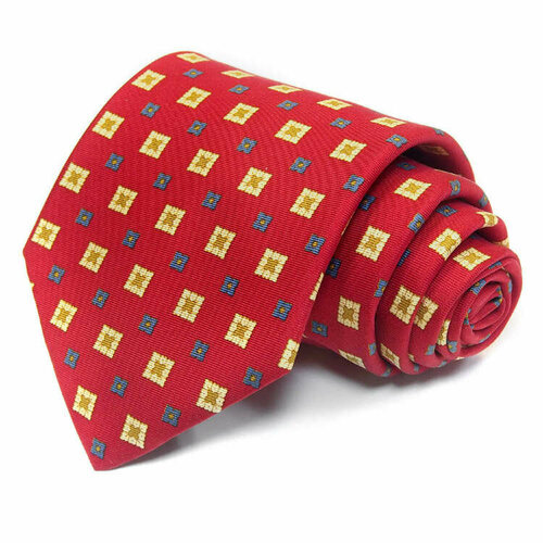 Галстук Benjamin James, натуральный шелк, широкий, в клетку, для мужчин, красный