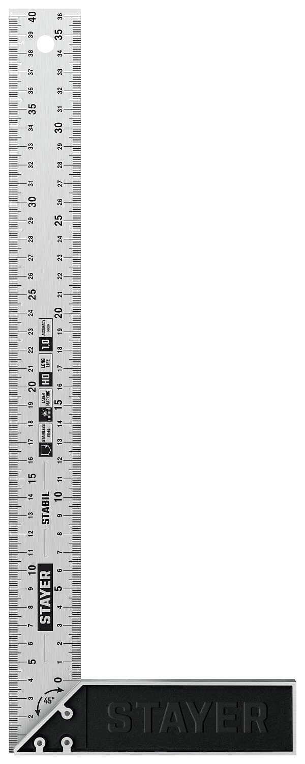 STAYER STABIL 400 мм столярный угольник с нержавеющим полотном (3431-40_z02)