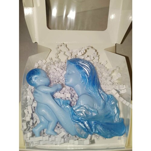 Набор сувенирного мыла Мама и малыш голубой цвет в подарок ко Дню Матери мыло фигурное мать и дитя и пенный цветок розовый цвет в подарок ко дню матери