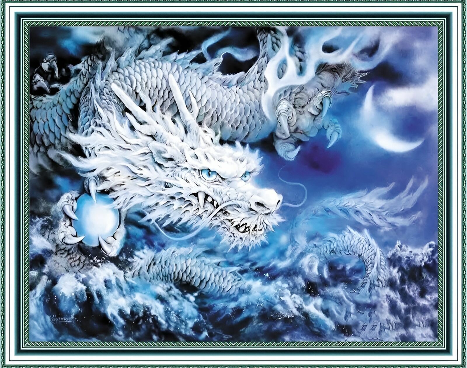 Алмазная мозаика на подрамнике 40*50 "Ледяной дракон"