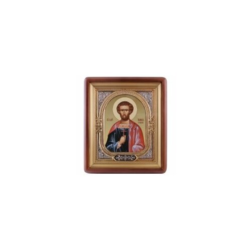 Икона в киоте 18*24 фигурный, фото, риза-рамка, открыт, частично золочен (Иоанн Сочавский) #57632 великомученик иоанн новый сочавский рамка с узором 14 5 16 5 см
