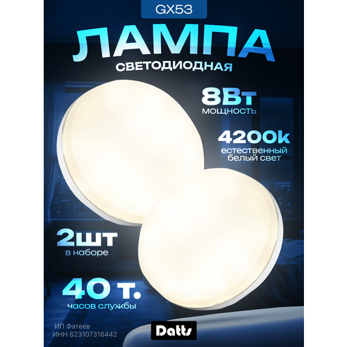Лампочка DATTS 8 ват. 2шт