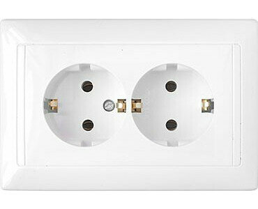 Розетка двойная скрытая с заземлением BYLECTRICA Стиль белая (РС16-313)