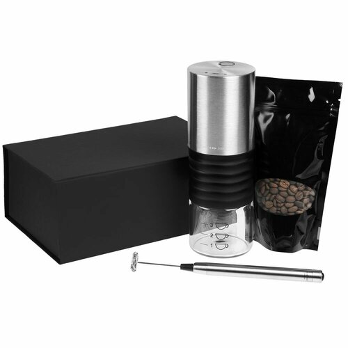 Набор Descanso, черный, 23,2х14,5х9,7 см, кофемолка - металл, пластик, стекло, керамика; вспениватель молока - нержавеющая сталь; упаковка кофе - пол фанты кофе брейк