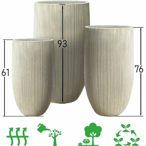 Горшок большой для цветов бежевый - 93 см (глина)