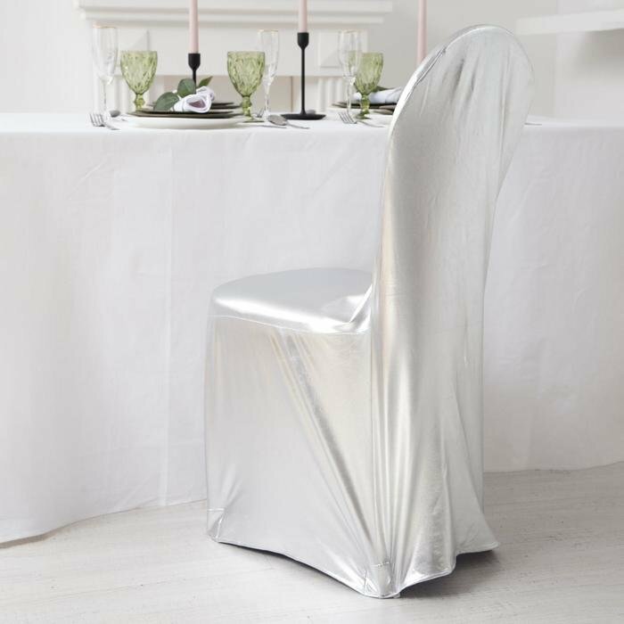 Чехол на стул со спинкой цвет серебро 90х40х40 см 100% п/э (комплект из 3 шт)
