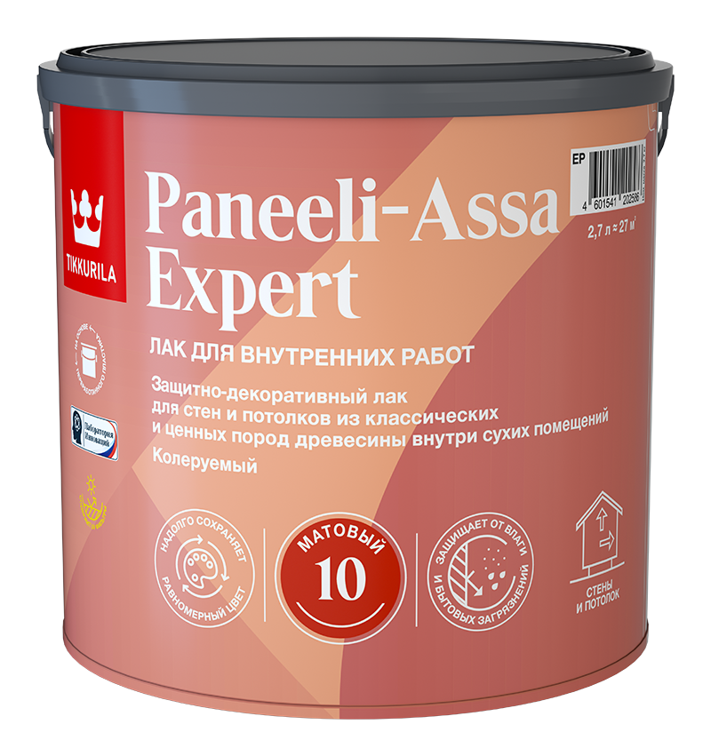 Лак защитно-декоративный интерьерный для древесины Tikkurila Paneeli-Assa Expert (27л) полуматовый 20