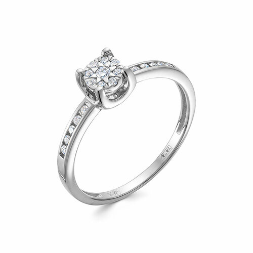 фото Кольцо помолвочное vesna jewelry, белое золото, 585 проба, родирование, бриллиант, размер 17.5, бесцветный