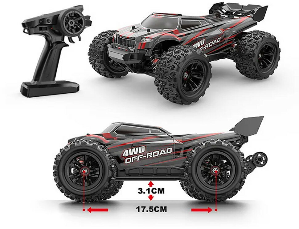 Радиоуправляемый внедорожник MJX Hyper Go 4WD Brushless Truggy 1:16 - MJX-16210-RED — фото 1