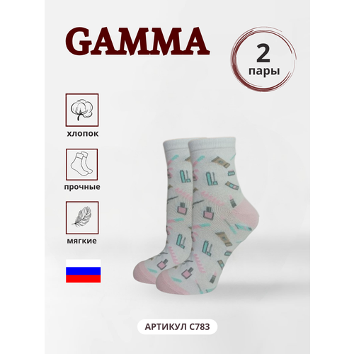 Носки ГАММА, 2 пары, размер 23-25(36-40)), белый носки гамма 2 пары размер 23 25 36 40 черный