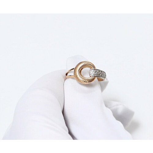фото Кольцо diamant online, золото, 585 проба, фианит, размер 17, прозрачный